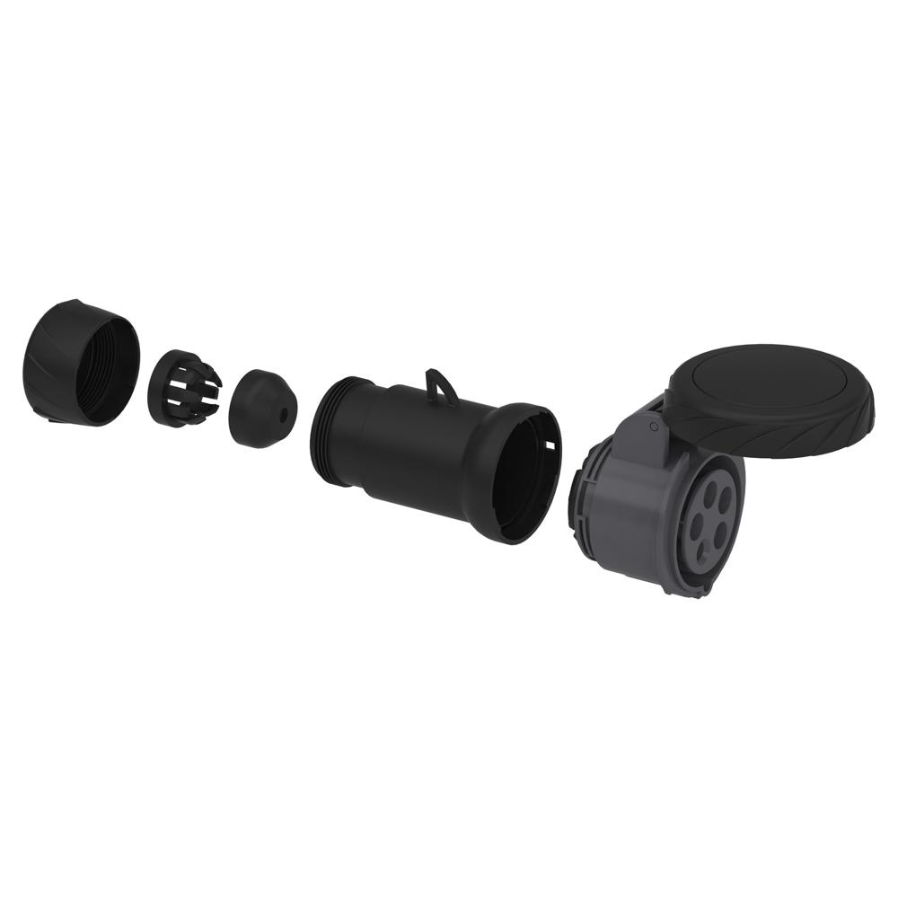 Pkf16m723-pratika Wander Socket - Straight - 16 A - 2p + E - 200...250 V Ac - Ip67 - Color: Grey (Ral 7035)