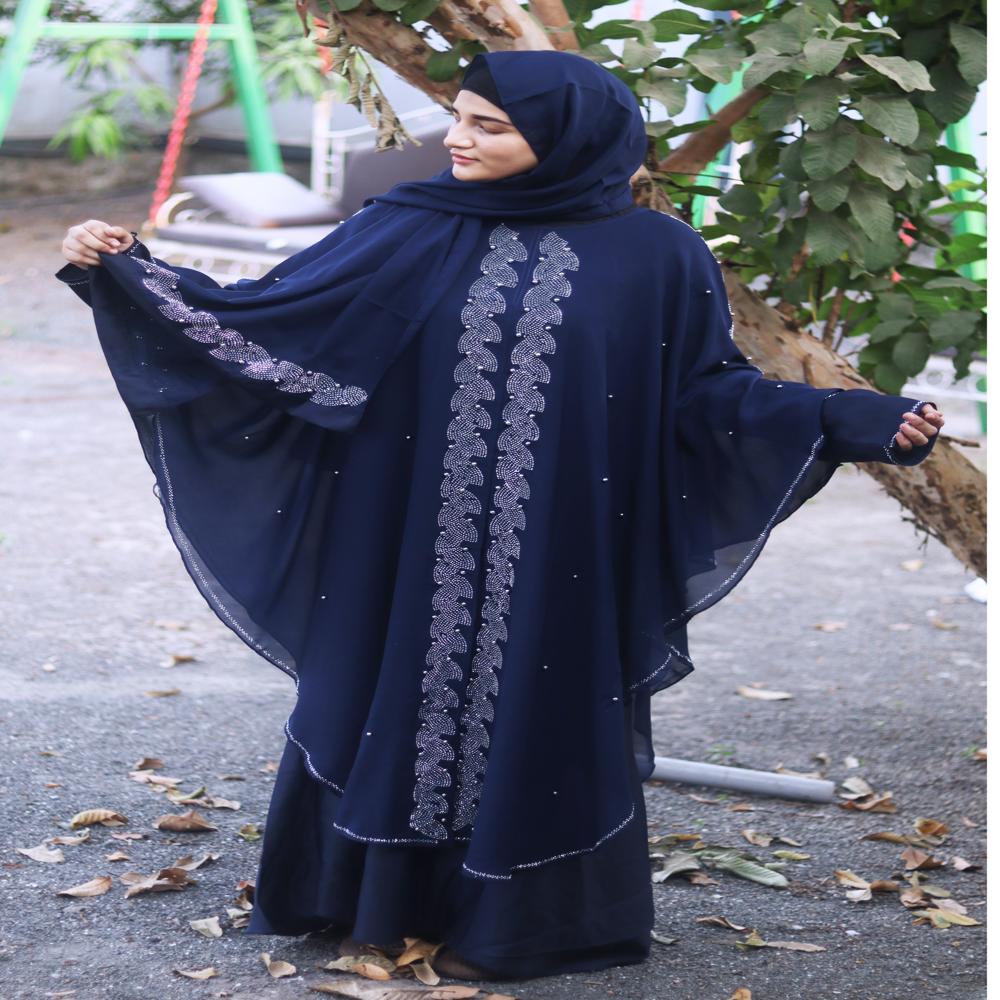 Blue Abaya Beads & Stoned  Burqa For Women Modest Wear Islamic Dubai abaya
