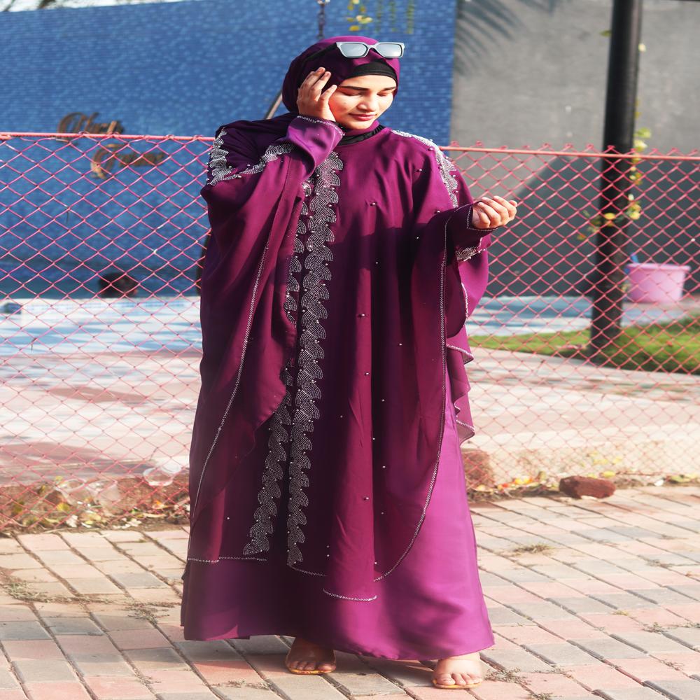 Purple Abaya Beads & Stoned  Burqa For Women Modest Wear Islamic Dubai abaya