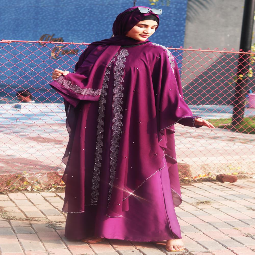 Purple Abaya Beads & Stoned  Burqa For Women Modest Wear Islamic Dubai abaya