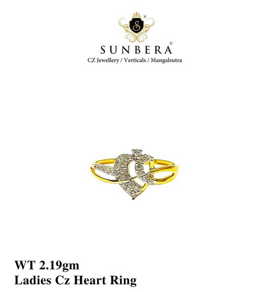 92% New Design Gold Ladies Cz Heart Ring