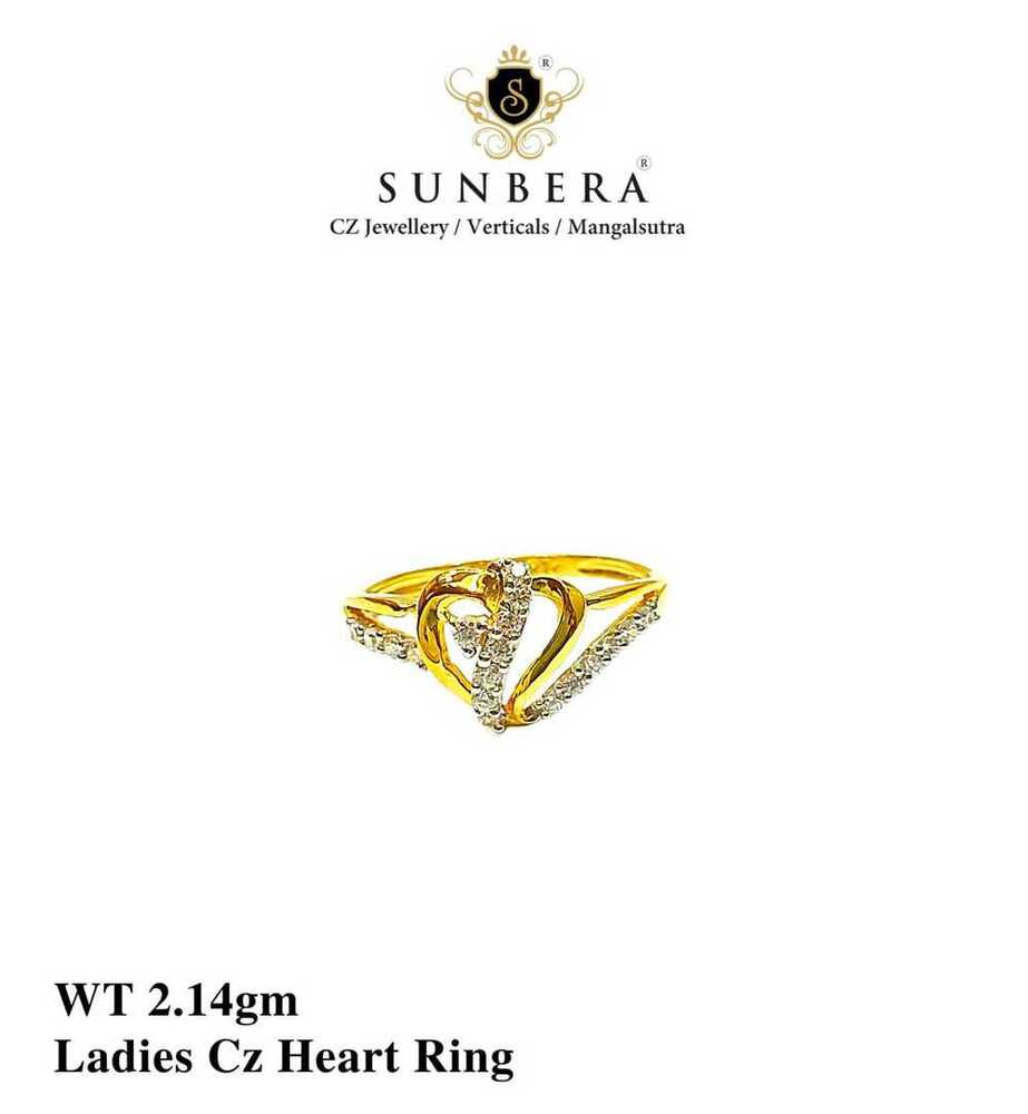 92% New Design Gold Ladies Cz Heart Ring