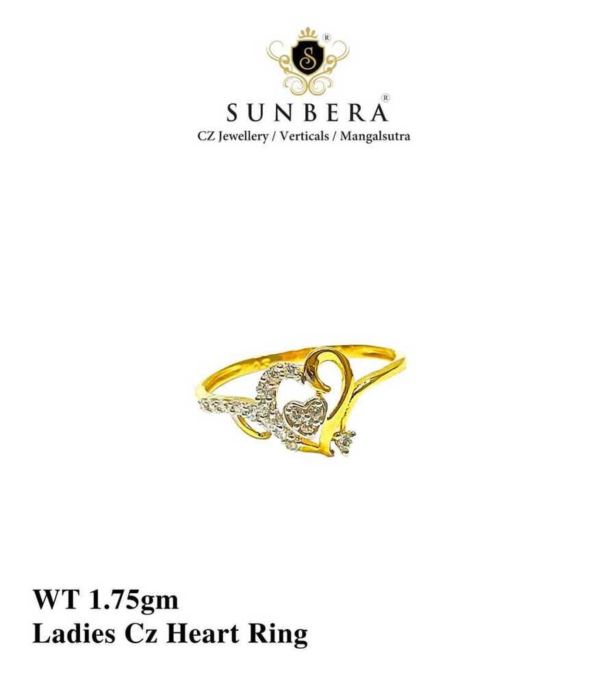 92% New Design Gold Ladies Cz Heart Ring