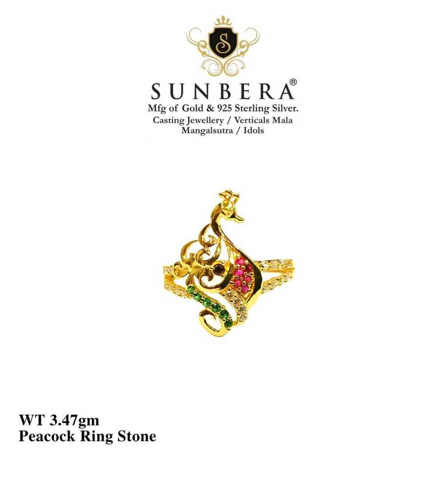92% New Design Gold Peacock Ring Stone