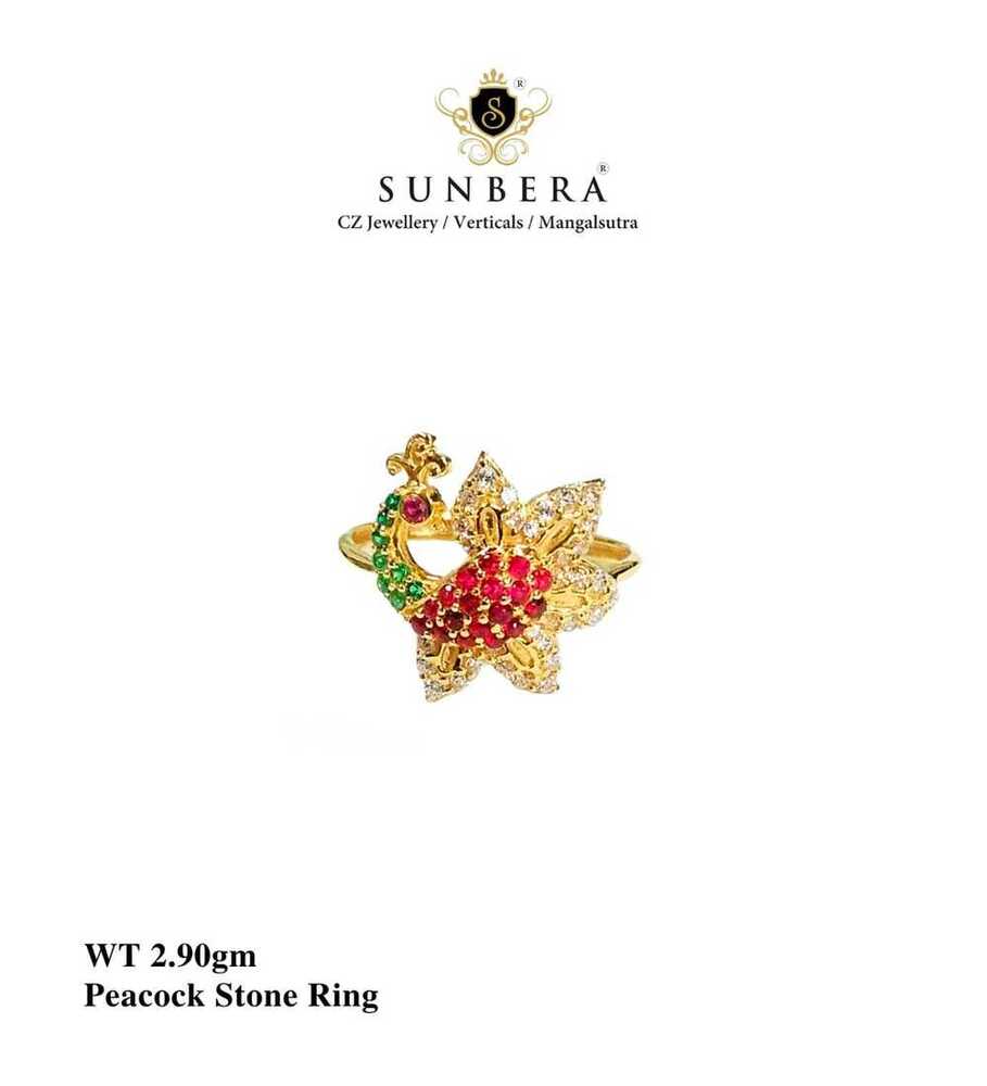 92% New Design Gold Peacock Ring Stone