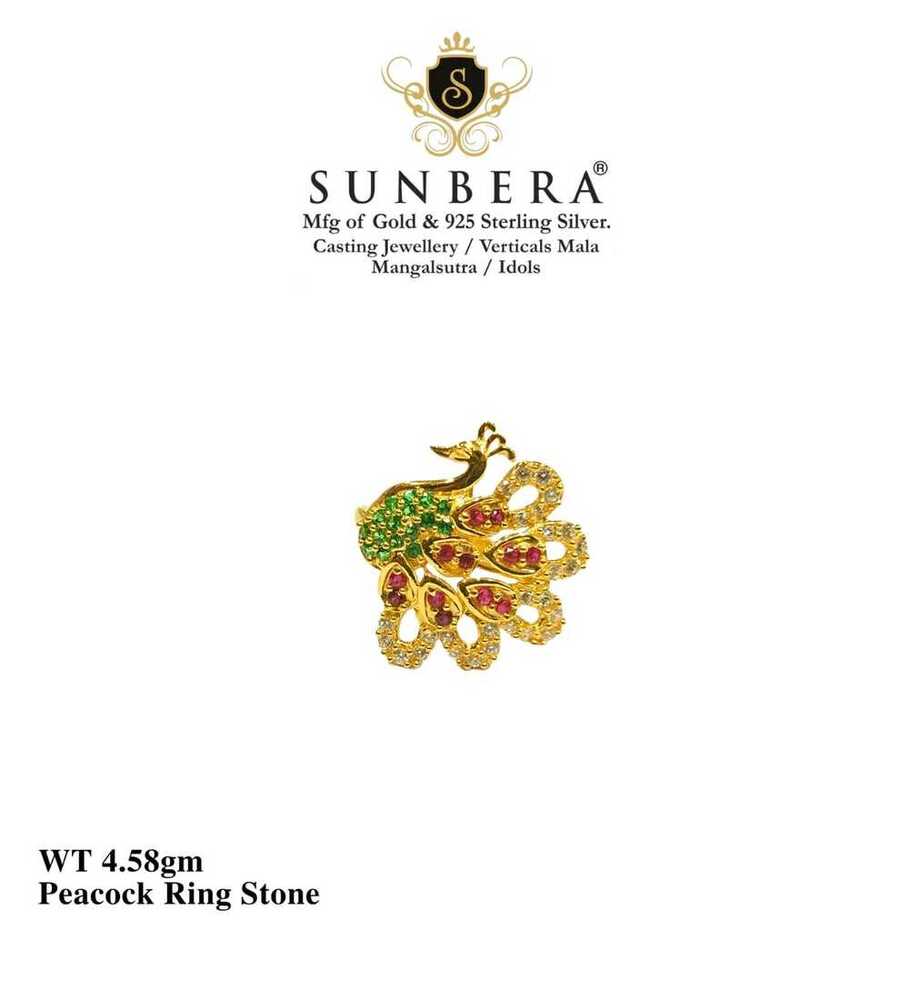 92% New Design Gold Peacock Ring Stone