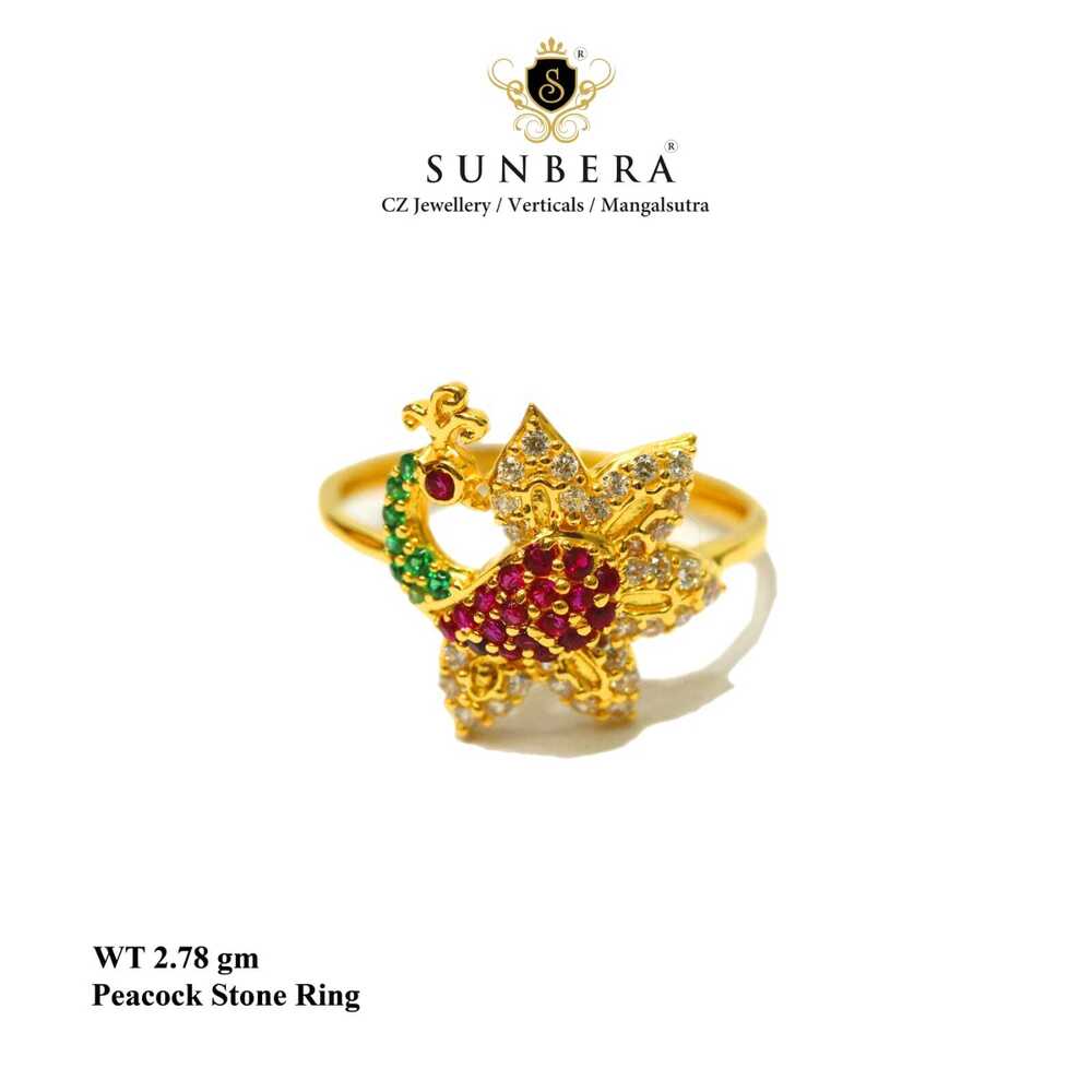 92% New Design Gold Peacock Ring Stone