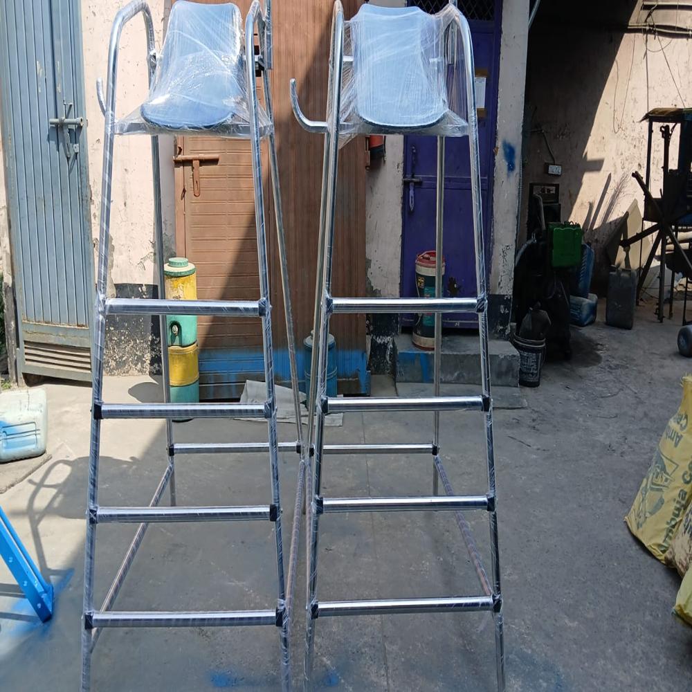 Swimming Pool Lifeguard Chair - Stainless Steel-304, 6 Ft Height, Silver Finish | Portable Design, Life Ring Hook, Umbrella Holder Included