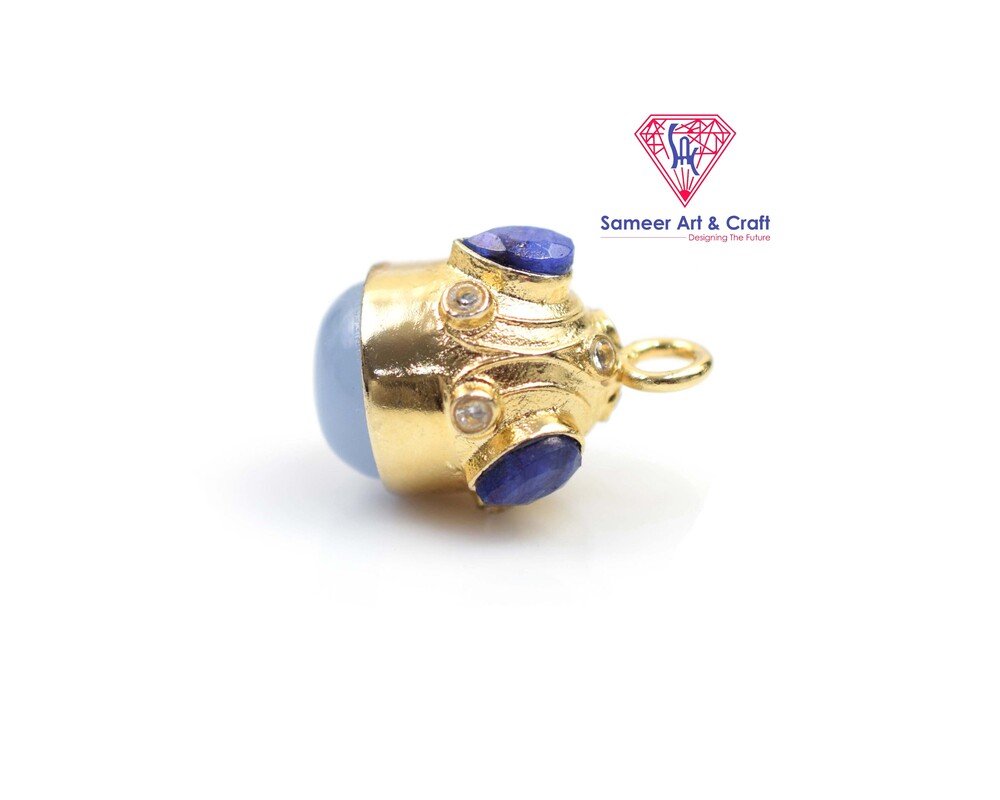 Natural Multi Gemstone 18K Gold Plated Tabeez Pendant