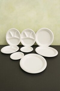 Baggases 10 Inch 3 Compartment Round Plate - Color: White