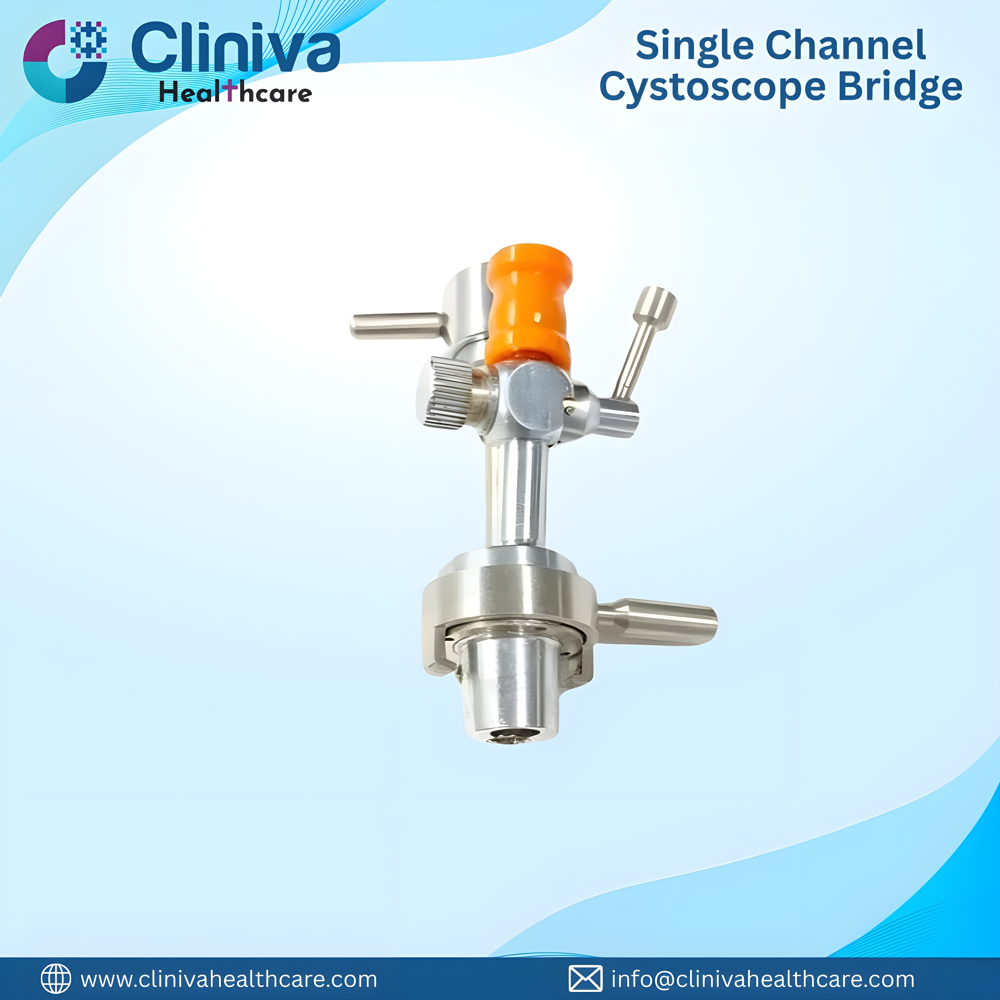 Single Channel Cystoscope Bridge - Polished Steel, 4mm Size , Portable Design For Precision Cystoscopic Procedures