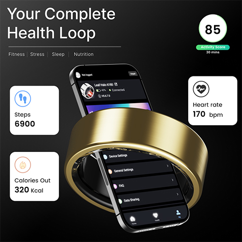 Halo Gold Smart Ring - Color: Golden