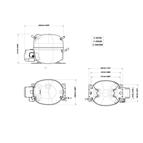 Embraco Compressor Em55hhr - Color: Black