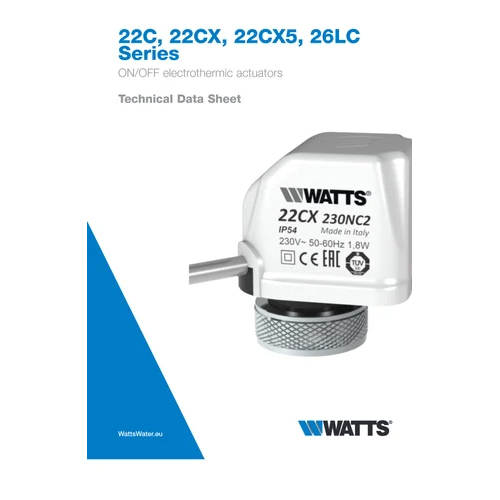 Watts Actuator 22c230nc2 For Fan Coil Valves - Features: Durable
