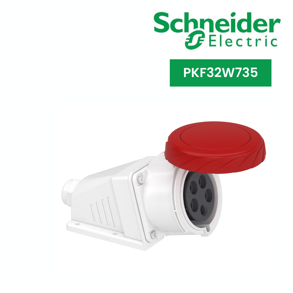 Pkf32W735-Pratika Socket - Screw - Angled - 32A - 3P + N + E - 380...415 V Ac - Wall - Color: Grey (Ral 7035)