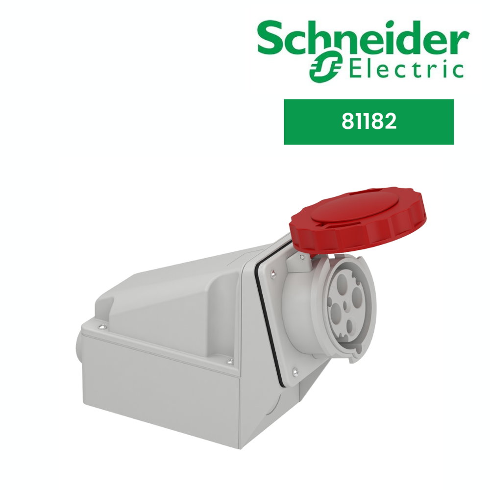 81182-Pratika Industrial Socket - 63 A - 3P + E - 380...415 V Ac - Ip67 - Color: Grey (Ral 7035)