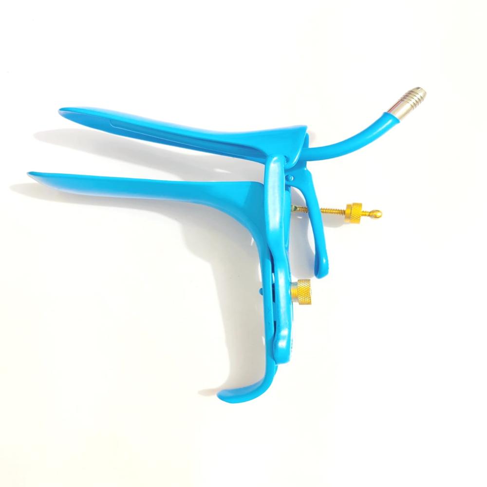 Graves Speculum Medium - Stainless Steel, Standard Size, Blue Color - Hinged Double-bladed Design, Polished Finish, Portable Manual Instrument