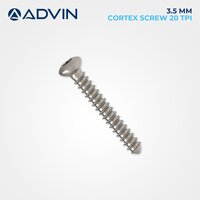 3.5mm Cortex Screw - Stainless Steel Or Titanium, 10-50mm, Metallic, 20 Tpi Thread Pitch, Low Profile Head, Hexagonal Or Cross Drive