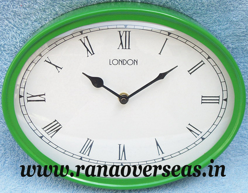 Antique Green Finish Wall Hanging Clock In 10X 7.5 Inch Gender: Unisex