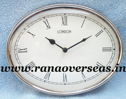 Silver Nickle Plated Wall Hanging Clock In 10X 7.5 Inch