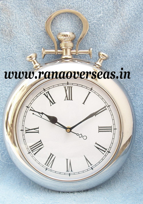 Steel Brass Combination Wall Hanging Clock - 8 Inches, Nickel Plated Silver Acrylic - Round Shape, Unisex Charm Design