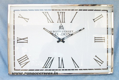 Silver And White Wall Hanging Steel Clock In 24 X 12 Inches.