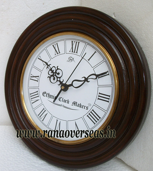 Wall Hanging Wooden Clock - 11 Inches, Brown Round Acrylic Design | Unisex, Flat Surface, Lightweight 1.4-2.34 kg