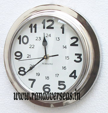 Silver Wall Hanging Metal Clock In 11 Inches