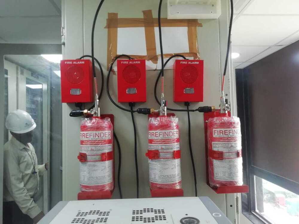Server rack fire suppression system