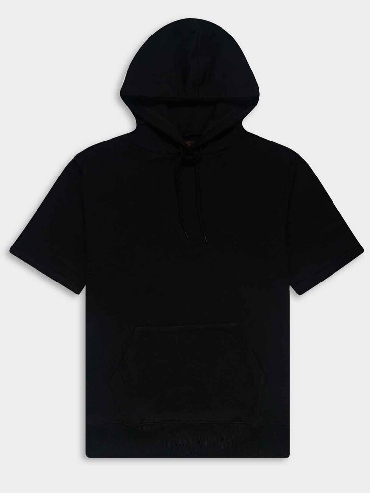 Mens French Terry Hooded Black Sweatshirt