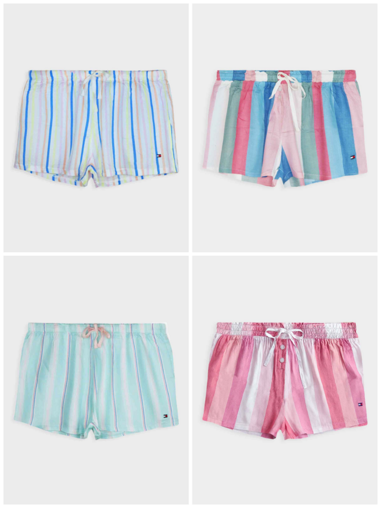 Ladies Striped Woven Shorts Mixed