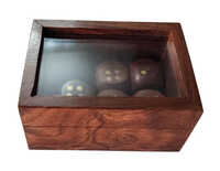 Handcrafted Box and 5 Dice Set Paperweight Puzzles Wooden Toys