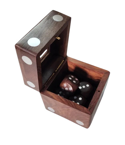 Handcrafted Wooden 5 Dice Box Holder Shaker Dice Dice Cup Five Dice Game Set - Age Group: Up To 10 Year