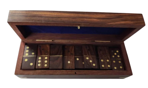 8 Inch Wooden Domino Box With Dominoes - Age Group: 7-10 Yrs