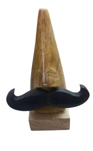 Brown Handcrafted Nose Shaped Goggle Spectacle Specs Eyeglass Holder Stand With Black Moustache - Features: High Quality