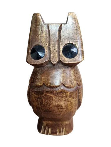 Decorative Owl Figurine with Glass Eyes