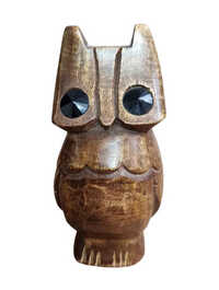 Decorative Owl Figurine With Glass Eyes - Color: Brown