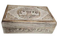 Hand Carved Jewelry Trinket Keepsake Wooden Storage Box