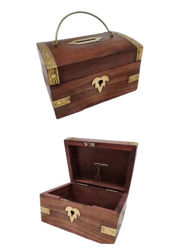 Wooden Piggy Bank Is Use To Saving Pocket Money - Color: Brown