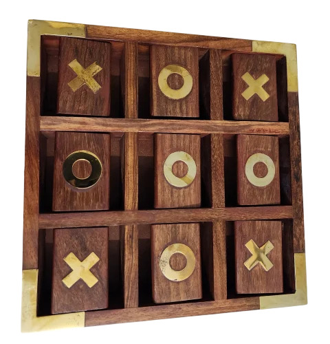 Wood Handicraft 4 In 1 Box Wooden Tic Tac Toe Domino Dice And Playing Cards Set - Age Group: Up To 10 Yrs
