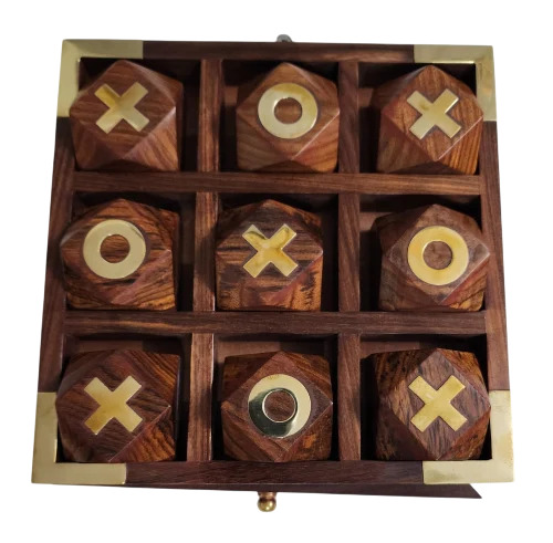 Wood Carving Works 4 In 1 Wooden Tic Tac Toe Dominoes Card Box And Dice Box Case Holder - Age Group: Up To 10 Yrs