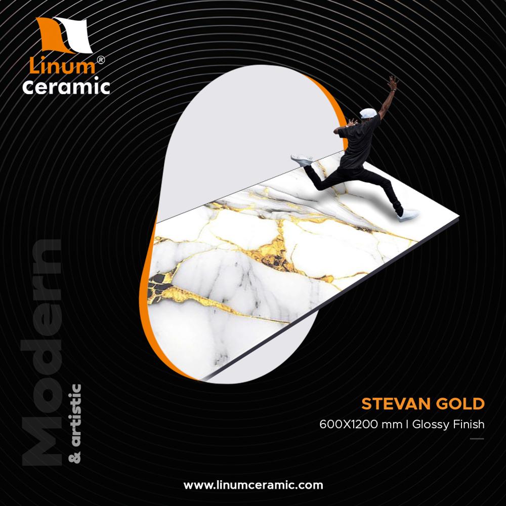 600x1200 MM Mila Gold Glossy Finish Tile