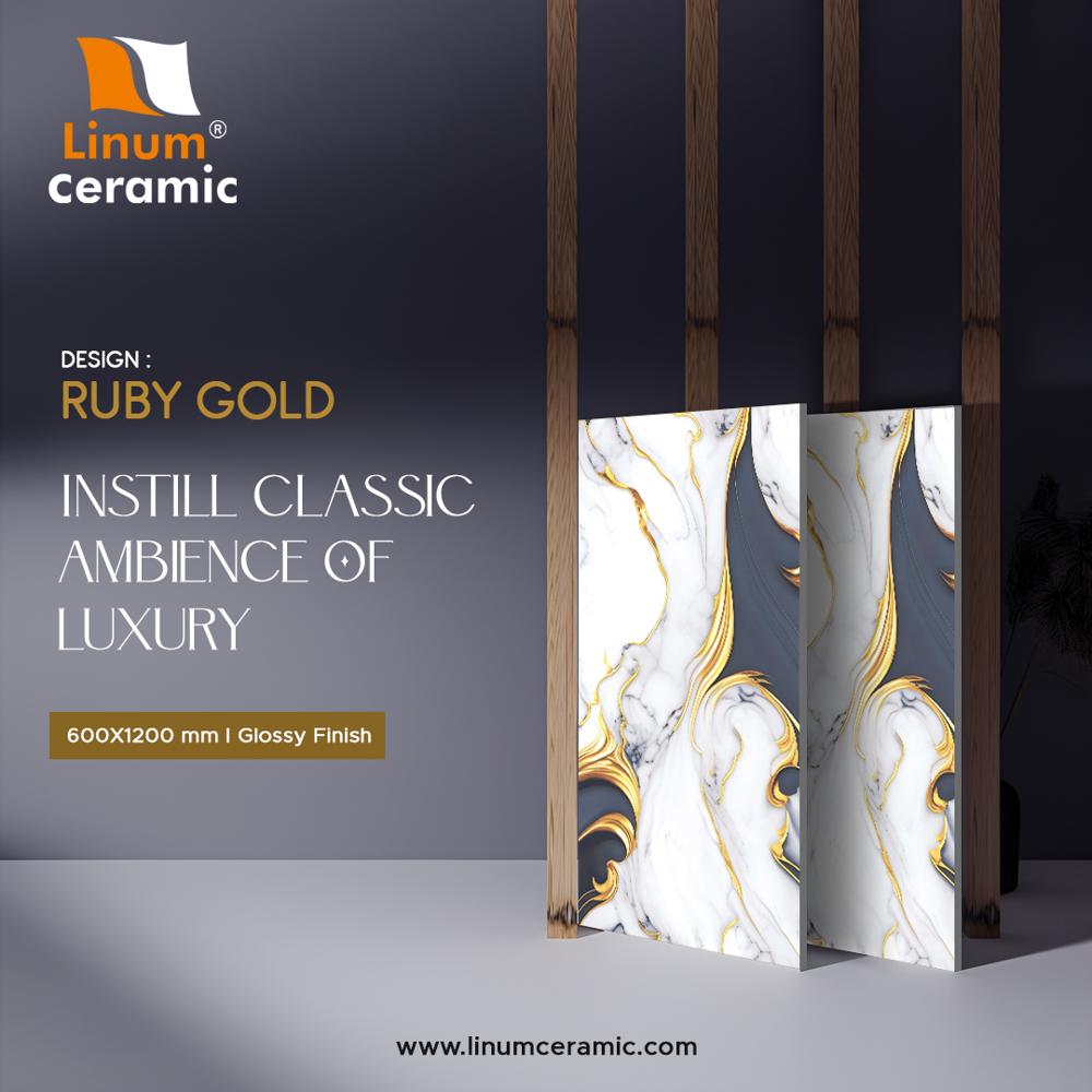 600x1200 MM Mila Gold Glossy Finish Tile