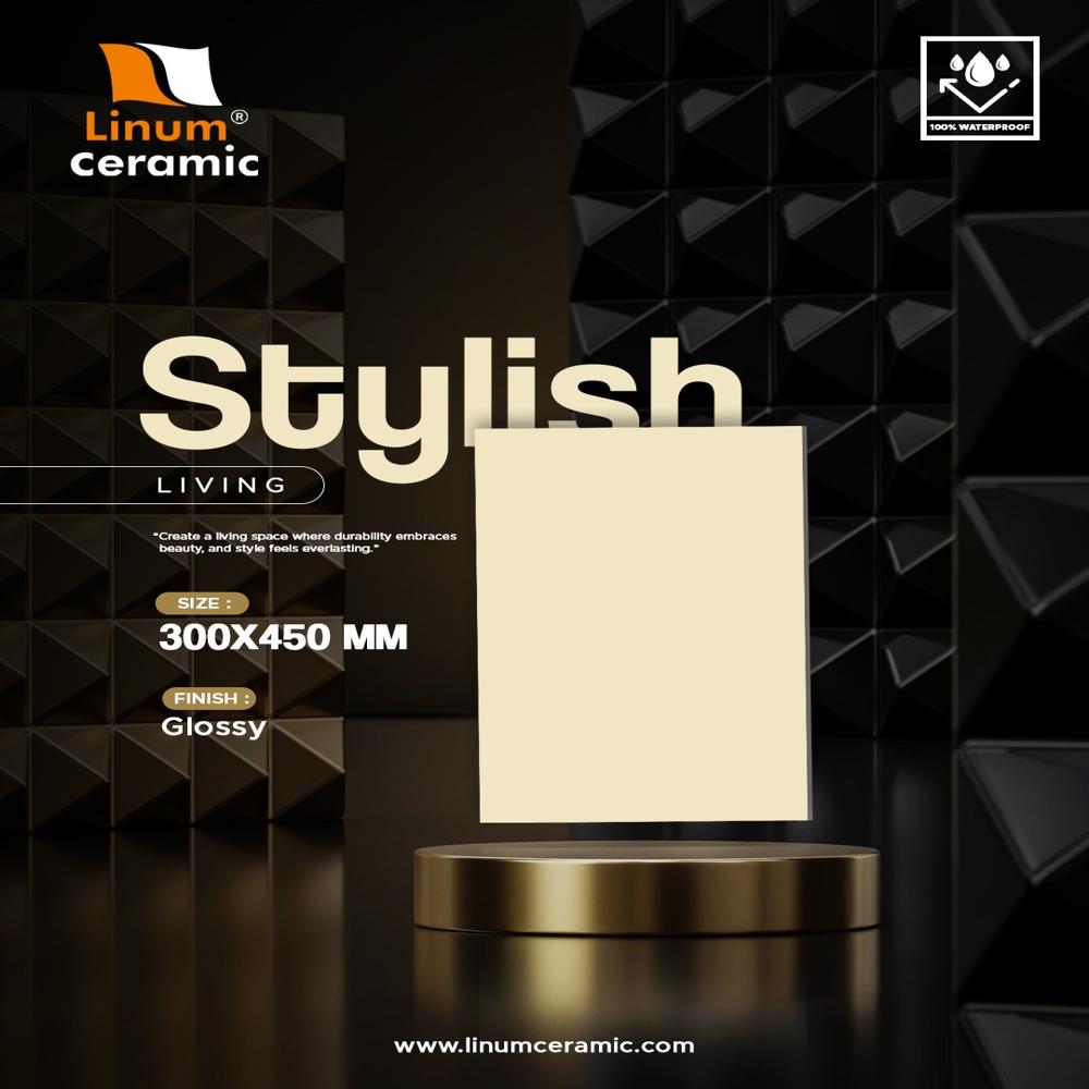 600x1200 MM Rock Travertine Cream Glossy Finish Tile