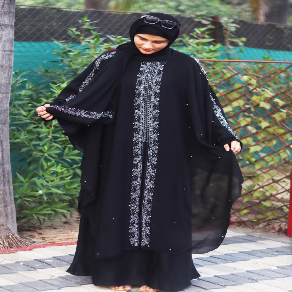 BlackAbaya Beads & Stoned  Burqa For Women Modest Wear Islamic Dubai abaya