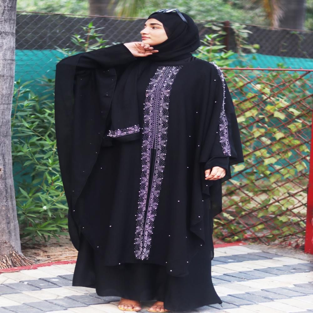 BlackAbaya Beads & Stoned  Burqa For Women Modest Wear Islamic Dubai abaya