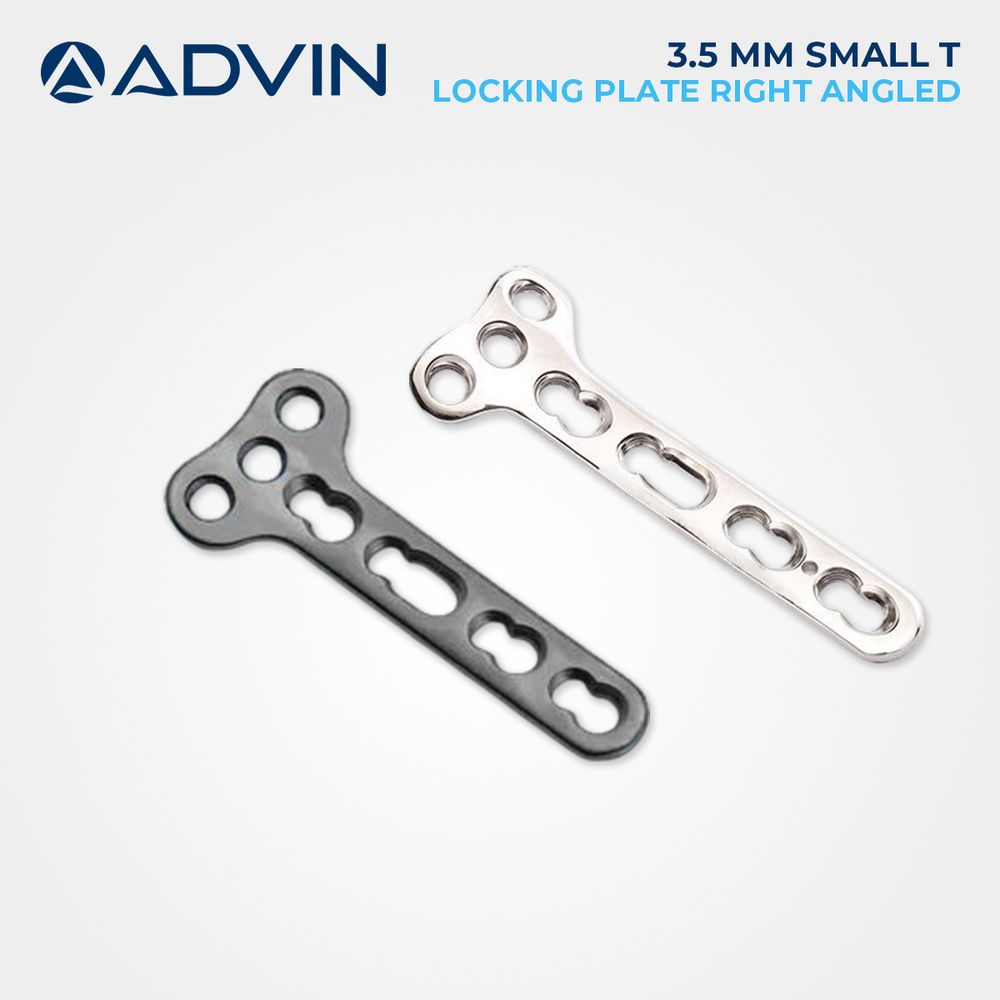 3.5mm Small T Locking Plates Right Angled - Stainless Steel or Titanium, Right-Angled T-Shape Design for Anatomical Adaptability, Multiple Sizes