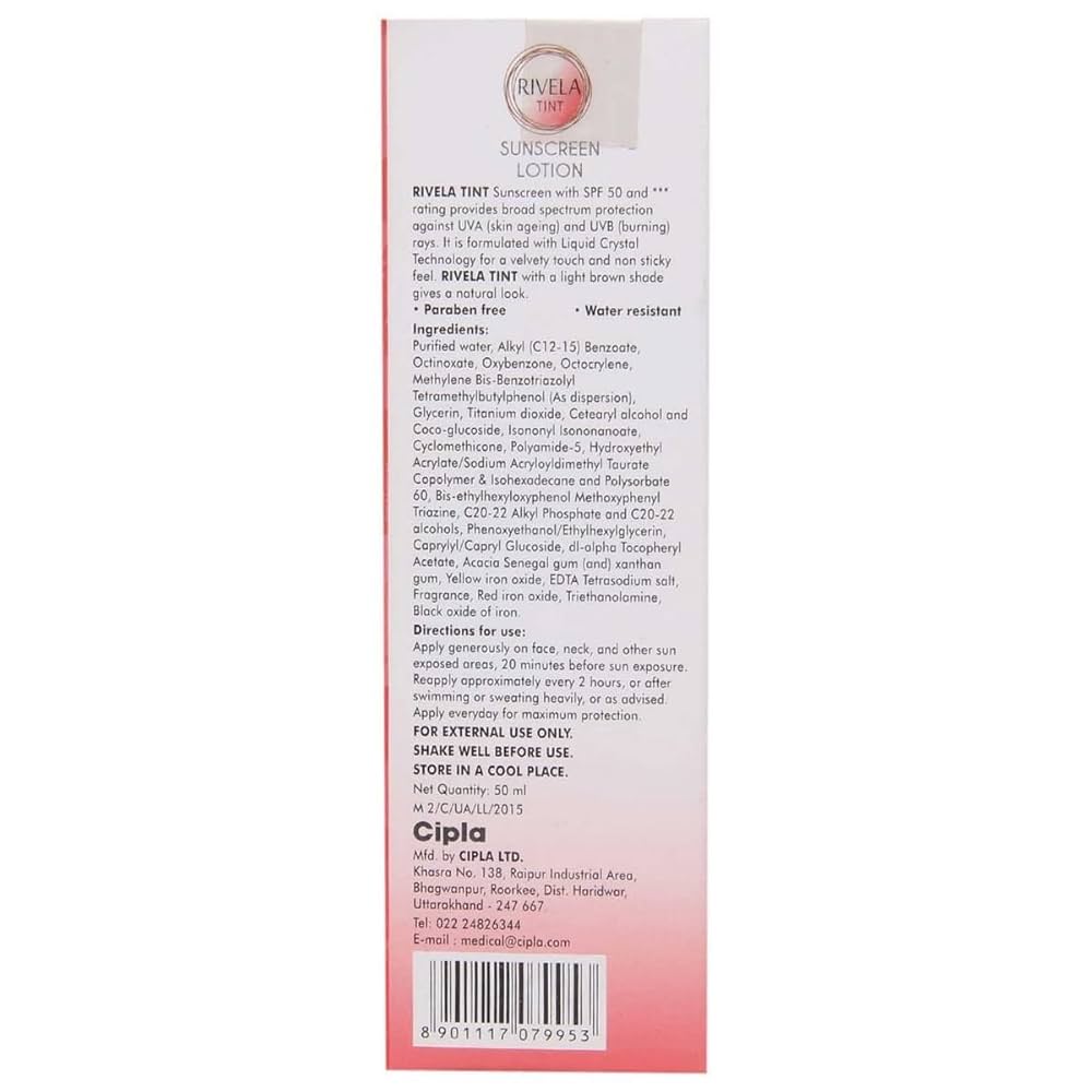 Rivela Tint Sunscreen SPF 50 Lotion 50ml