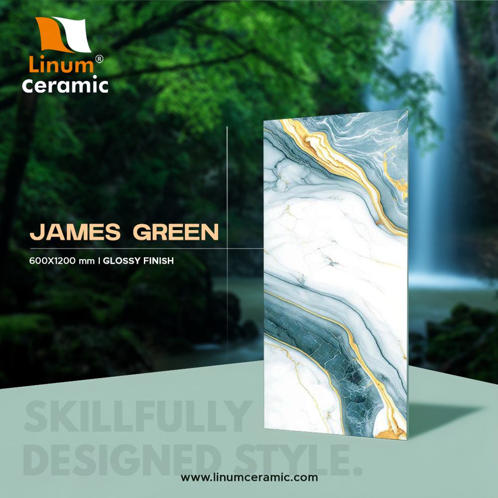 600x1200 MM I-Phantom Green Glossy Finish TIle