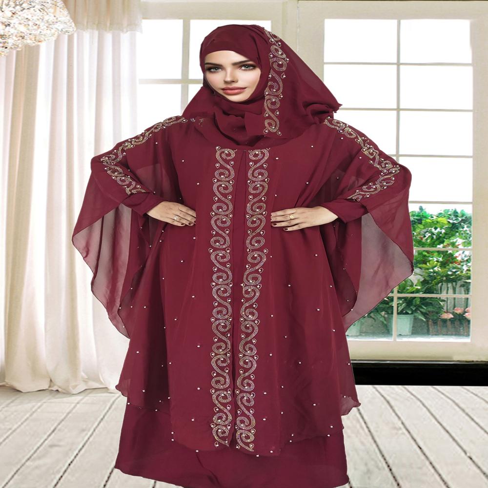 Maroon Abaya Beads & Stoned  Burqa For Women Modest Wear Islamic Dubai abaya